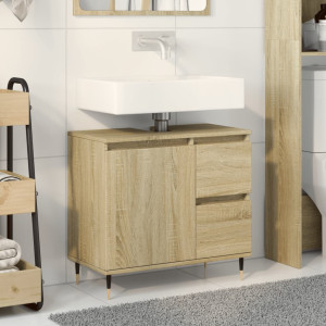 Armario de lavabo de baño madera roble Sonoma 65x33x60 cm D