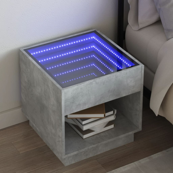 Mesa de noite com Infinity Betão cinza LED 50x50x50 cm D