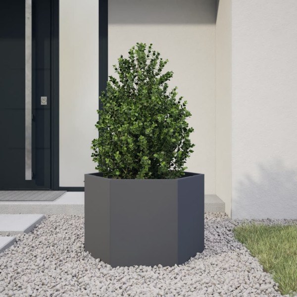 Jardinagem hexagonal cinza antracite aço 69x60x45 cm D