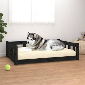 Cama para cachorro em madeira maciça de pinho preto 105,5x75,5x28 cm D