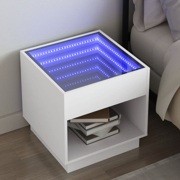 Mesa de noite com Infinity LED branco 50x50x50 cm D