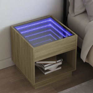 Mesa de noite com Infinity Sonoma de carvalho LED 50x50x50 cm D