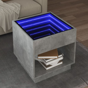 Mesa de centro con Infinity LED gris hormigón 50x50x50 cm D