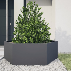 Jardinera hexagonal acero gris antracita 138x120x45 cm D