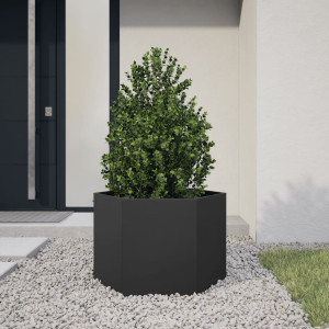 Jardim hexagonal de aço preto 69x60x45 cm D