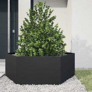 Jardinera hexagonal acero negra 138x120x45 cm D