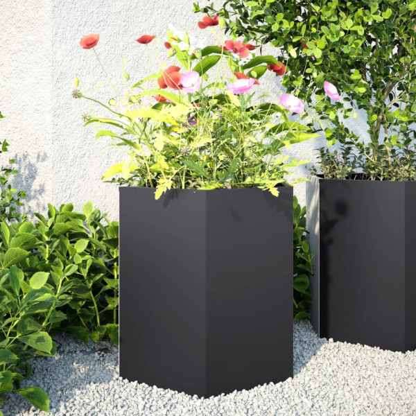 Jardinera hexagonal acero negra 46x40x45 cm D