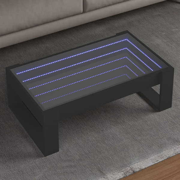 Mesa de centro con Infinity LED negro 90x53x30 cm D