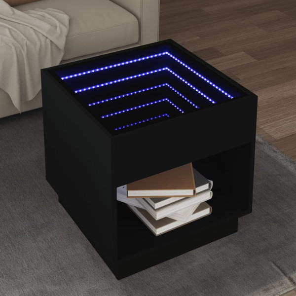 Mesa de centro con Infinity LED negro 50x50x50 cm D