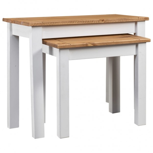 2 mesas empilhadas de madeira maciça D