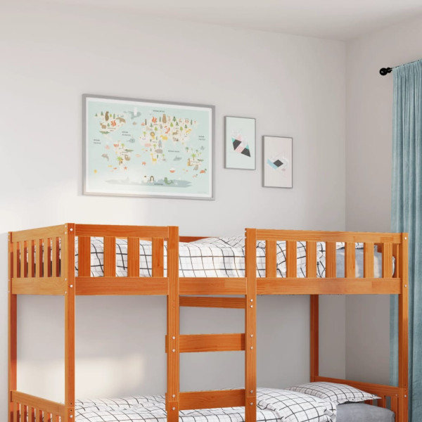 Cama para niños sin colchón madera maciza pino marrón 90x200 cm D