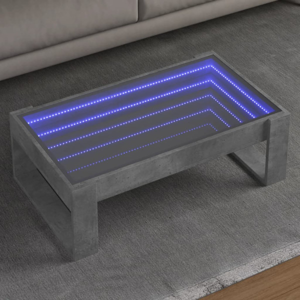 Mesa de centro con Infinity LED gris hormigón 90x53x30 cm D