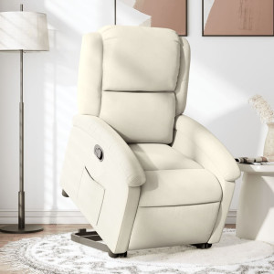 Sillón reclinable elevable terciopelo crema D