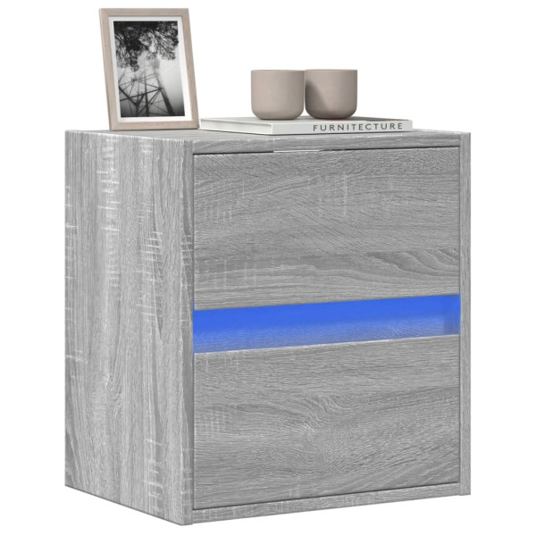 Mueble de TV de pared con luces LED gris Sonoma 41x31x45 cm D