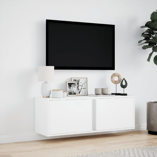 Mueble de TV de pared con luces LED blanco 100x31x35 cm M 4