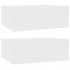 Mesas de cabeceira flutuantes 2 peças aglomerado branco 40x30x15cm D