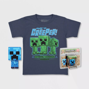 Pop & tee minecraft carregado assustador funko + t-shirt tamanho m D