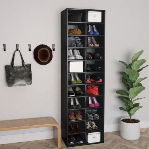 Mobiliário de calçado de madeira contraplacada preta 54x34x183 cm D