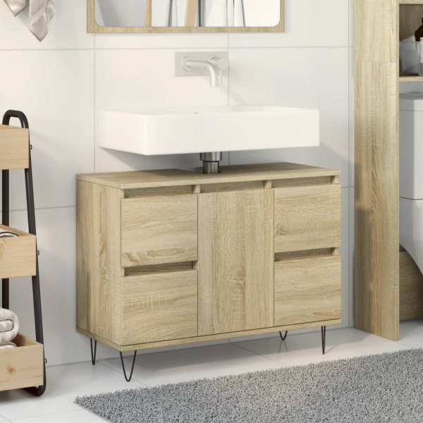 Mueble de baño madera de ingeniería roble Sonoma 80x33x60 cm D