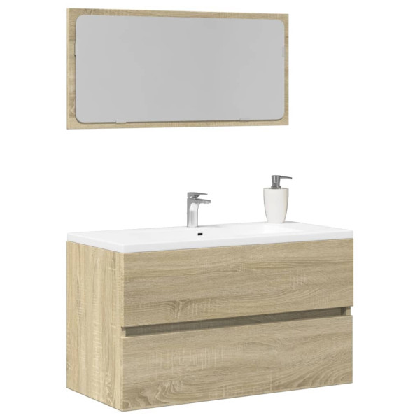 Armario de baño con espejo color roble sonoma 80x38.5x45 cm D