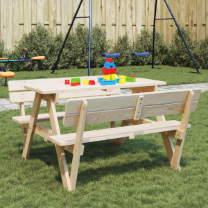 Mesa de picnic para 4 niños agujero para sombrilla madera abeto D