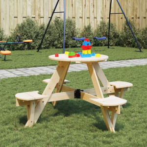 Mesa de picnic para 4 niños agujero para sombrilla madera abeto D