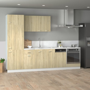 Set de muebles de cocina 7 pzas madera ingeniería roble Sonoma D