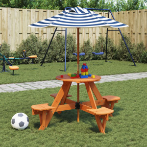 Mesa de picnic para 4 niños agujero para sombrilla madera abeto D