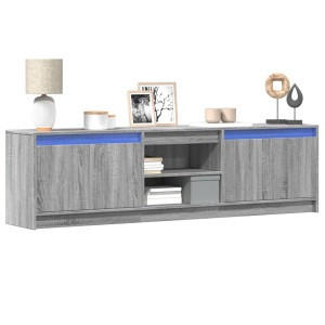 Mueble de TV con LED madera ingeniería gris Sonoma 180x34x50 cm D