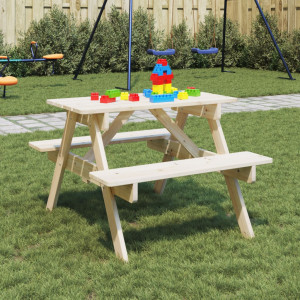 Mesa de picnic para 4 niños agujero para sombrilla madera abeto D