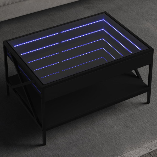 Mesa de centro con Infinity LED negro 70x50x38 cm D