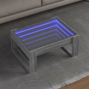 Mesa de centro con Infinity LED gris Sonoma 70x53x30 cm D