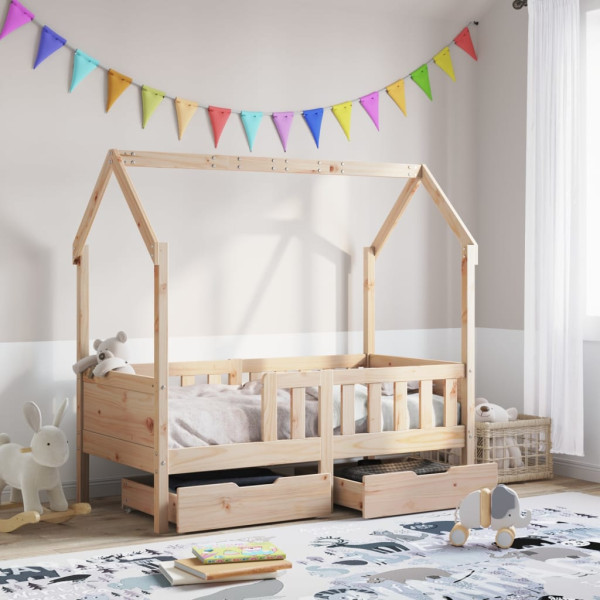 Estructura de cama infantil con cajones madera de pino 80x160cm D