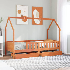 Estructura de cama para niños con cajones madera pino 90x200 cm D