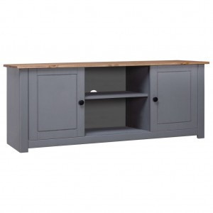 Mueble de TV madera maciza pino estilo Panamá gris 120x40x50 cm D