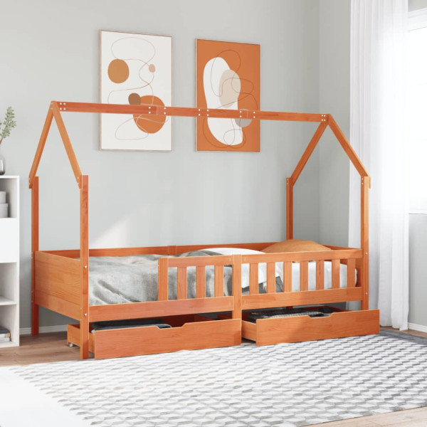 Estructura de cama para niños con cajones madera pino 80x200 cm D