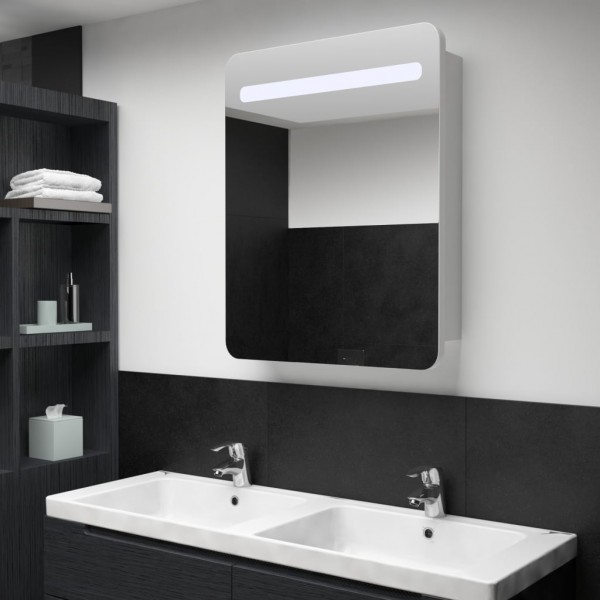 Armario de cuarto de baño con espejo y LED 60x11x80 cm D