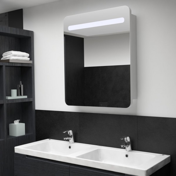 Armario de cuarto de baño con espejo y LED 68x9x80 cm D