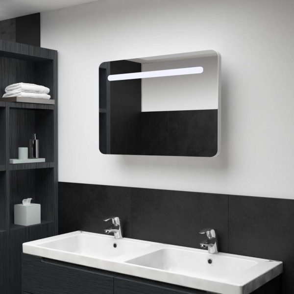 Armario de cuarto de baño con espejo y LED 80x9.5x55 cm D