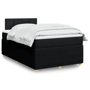 Cama box spring con colchón tela negro 120x190 cm D