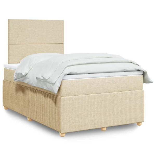 Cama box spring com colchão de tecido creme 120x190 cm D