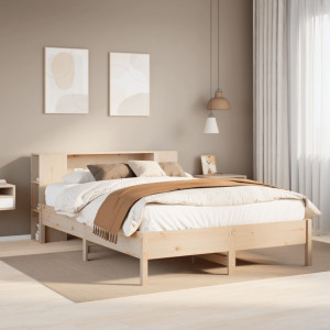 Cama con estantería sin colchón madera maciza de pino 150x200cm D