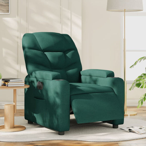 Sillón reclinable eléctrico tela verde oscuro D