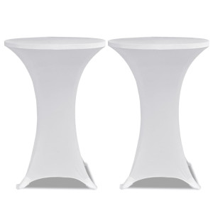 Mantel cubierta elástica de mesa alta Ø 60 cm Blanco 2 unidades H
