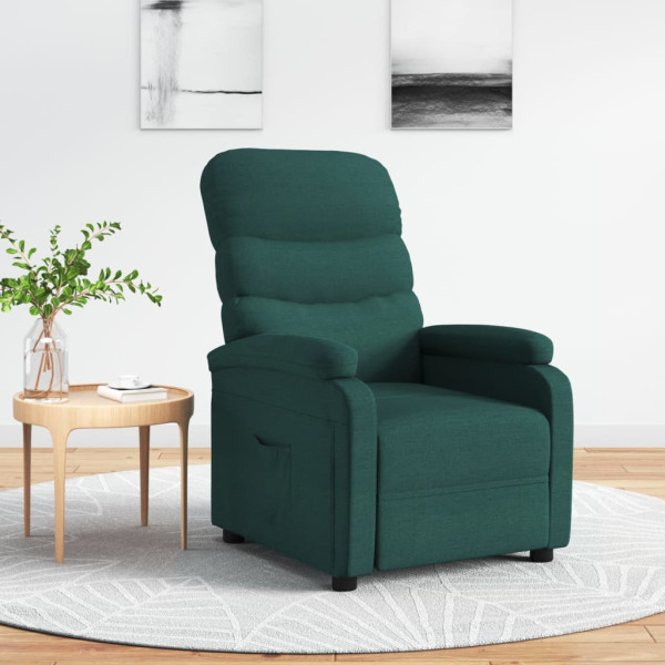 Sillón reclinable de tela verde oscuro D