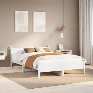 Estructura de cama sin colchón madera de pino blanca 140x200 cm D