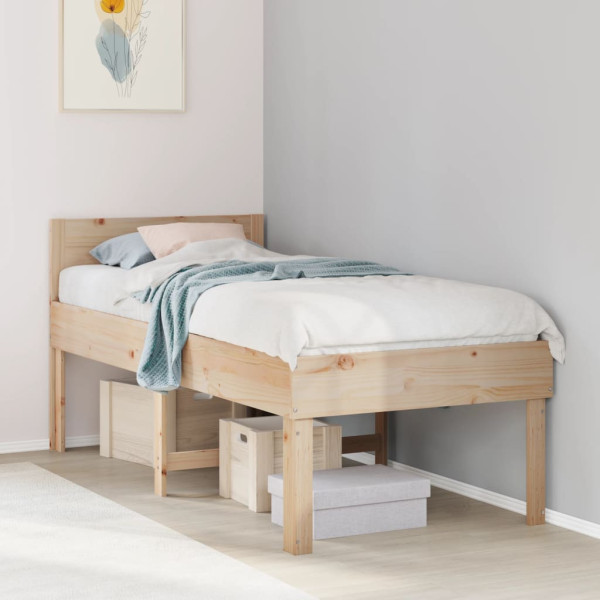 Estructura de cama sin colchón madera maciza de pino 80x200 cm D