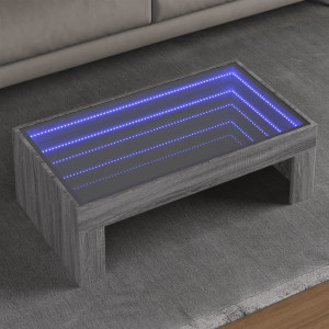 Mesa de centro con Infinity LED gris Sonoma 90x50x30 cm D