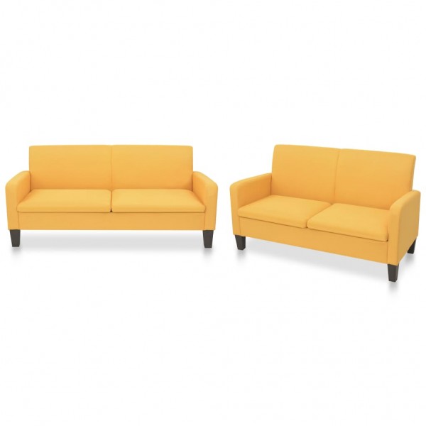 Conjunto de sofás 2 piezas tela amarillo D