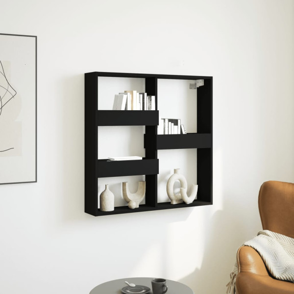 Armario de pared madera de ingeniería negro 80x15x80 cm D